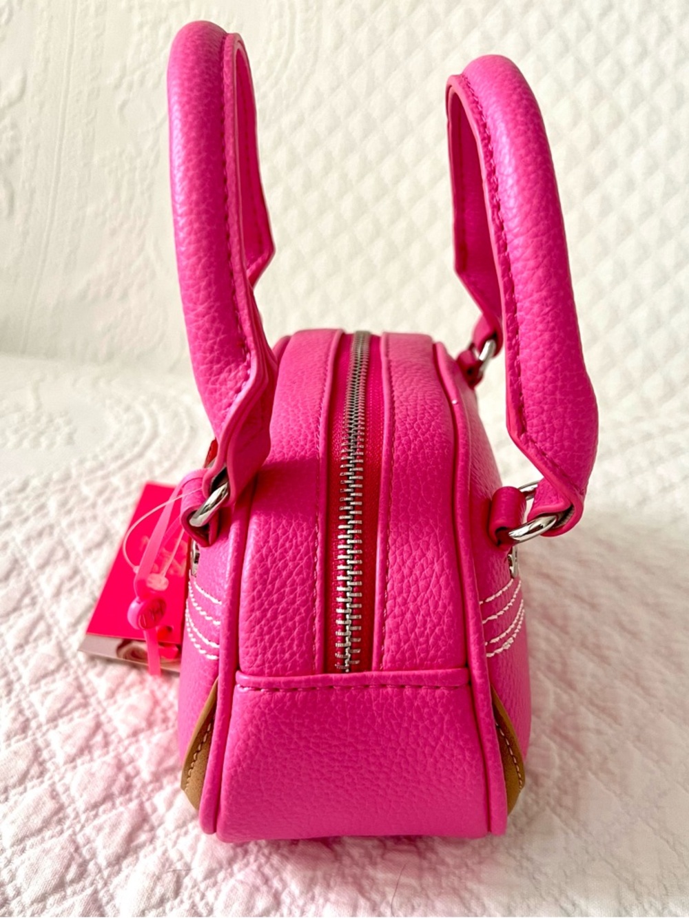 NWT PH PARIS VARSITY MINI BOWLER BAG IN PINK - Picture 11 of 16